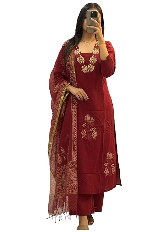 Designer Women's Rayon Viscose Straight fit Printed Embroidered Kurta with Pant & Dupatta | Ethnic Kurta Set for Women | Daily, Office & Festive Traditional