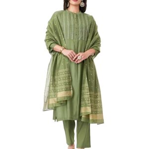 Myx Women's Embroidered Kurta Pant Set with Dupatta (Available in Plus Sizes)