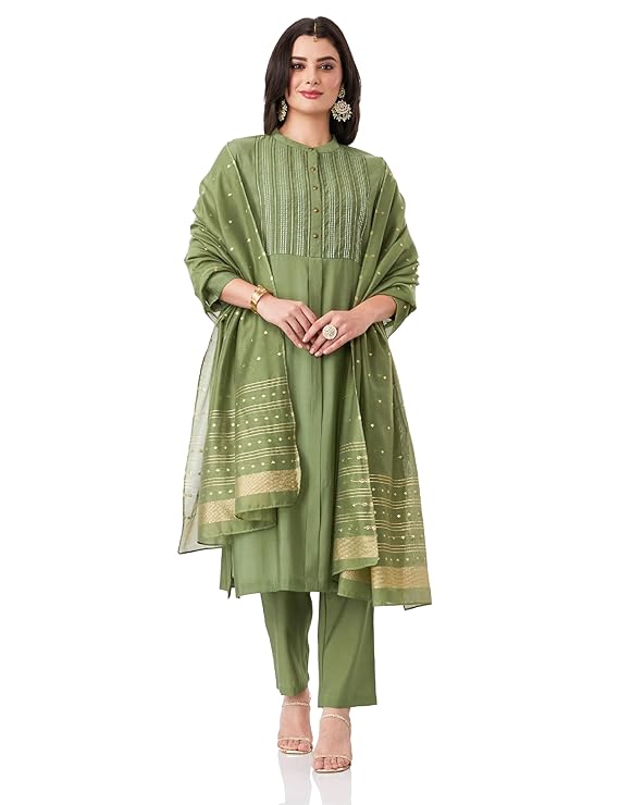 Myx Women's Embroidered Kurta Pant Set with Dupatta (Available in Plus Sizes)