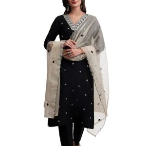 Amazon Brand - Myx Women's Embroidered Kurta Pant Set with Dupatta | Salwar Suit Set (Available in Plus Sizes)